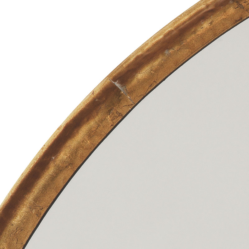 Refined Round Mirror In Gold Leaf Metal, Gold
