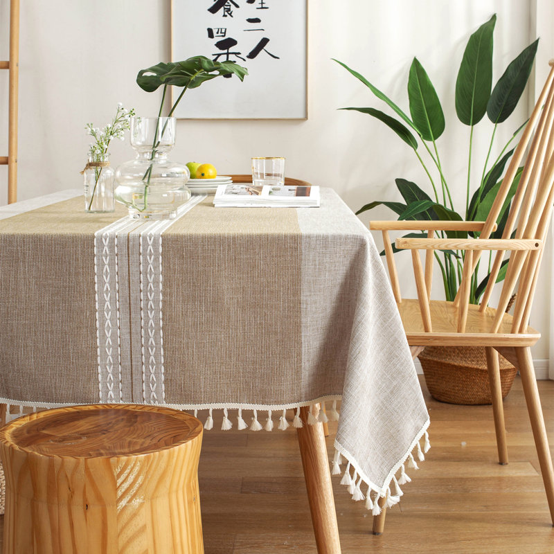 Karns Cotton Blend Tablecloth, 78" x 54", Brown