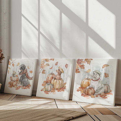 «Pumpkin Patch Pup», ensemble de 3 impressions sur toile
