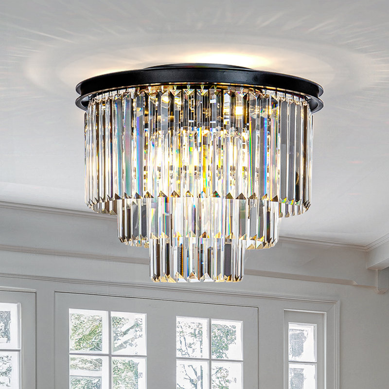 Plafonnier encastré en cristal Klint Interior, Transparent, Noir mat