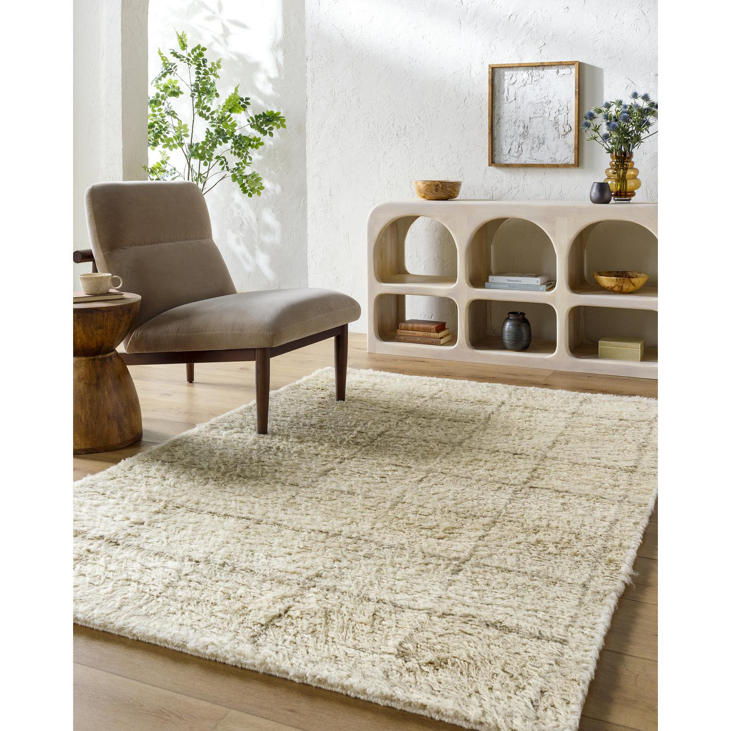 Anemone Hand-Tufted Grid Shag Rug, Rectangle 8' x 10'