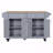 Kitchen Island With Rubber Wood Countertop, Kitchen Cart On 5 Wheels With Storage Cabinet And 2 Top Drawers And A Center Double-Layered Storage Drawer-924781695