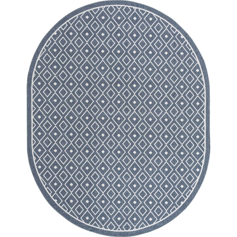 Geometric Indoor / Outdoor Rug, Oval 7'10" x 10'