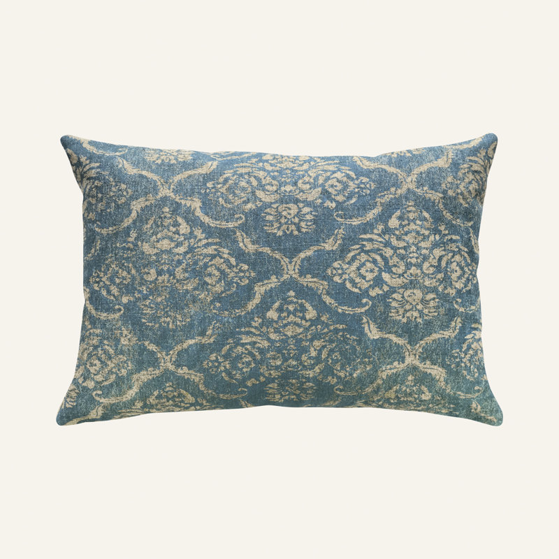Damask Linen Reversible Throw Pillow