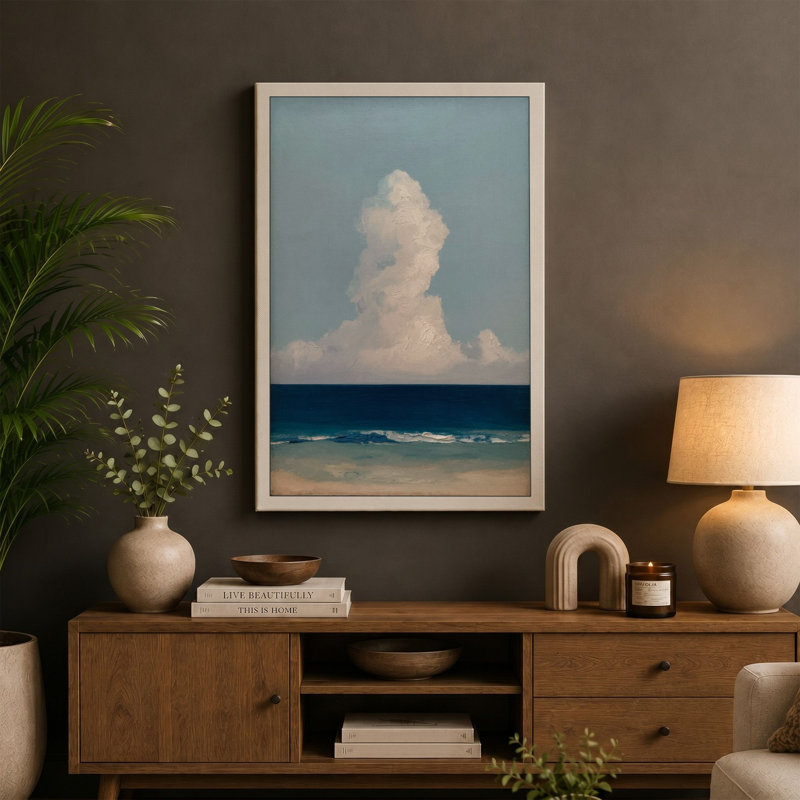 Cloud Above Sand Coastal - Wrapped Canvas, 36x24 - 91.4 x 61.0 cm, Ochre Border