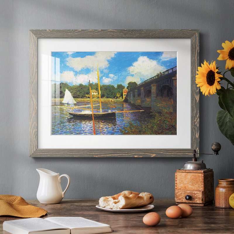 The Road Bridge, Argenteuil par Monet, reproduction d'art sur papier, Gris, H 26 po x l 38 po x P 1,5 po