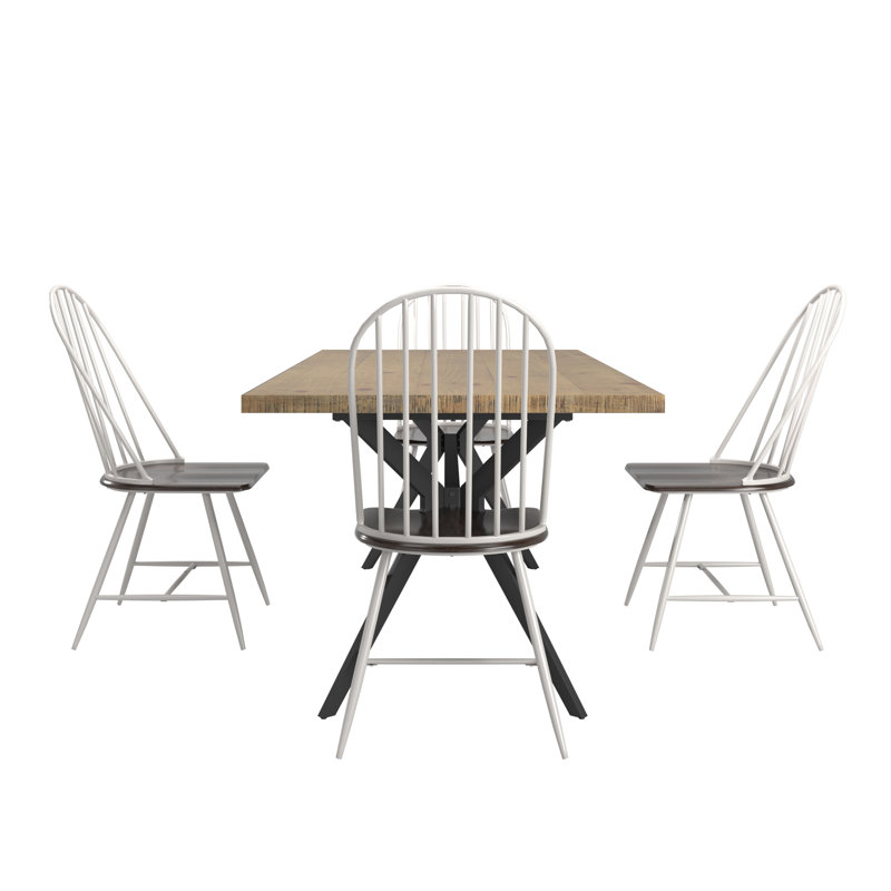 Ensemble de table de salle à manger Drayten, Brun, Brun / blanc