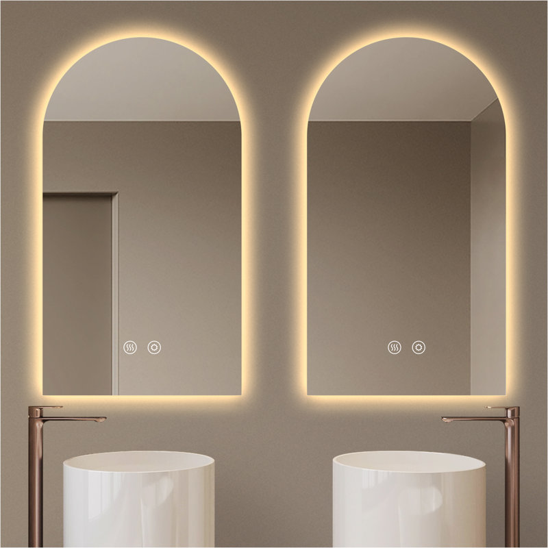 Arched Backlit LED Bathroom Vanity Mirror, 32" x 20"