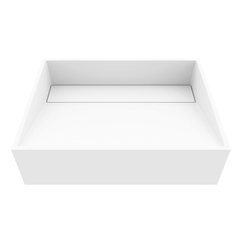 Matte White Stone Rectangular Vessel Bathroom Sink