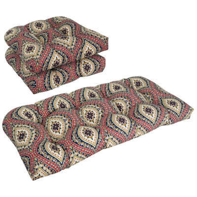 Rounded Back Outdoor Settee Cushion Set (Set Of 3)