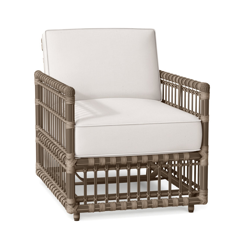 Newport Patio Chair with Cushions, No Welt, Natural White, Newport #66 Burlap