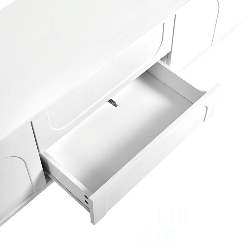 Arched Door TV Stand with 2 Drawers , White