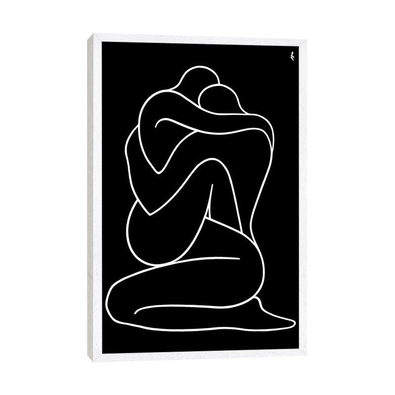 Lovers 1 Piece Painting on Canvas, 101.6 cm H x 66.04 cm W, White Framed