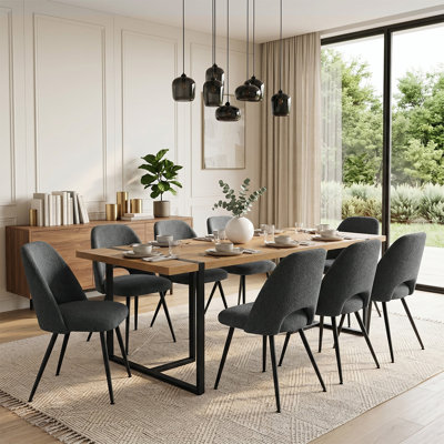 Ensemble de salle à manger rectangulaire pour 8 personnes avec chaises rembourrées l 78,7 po