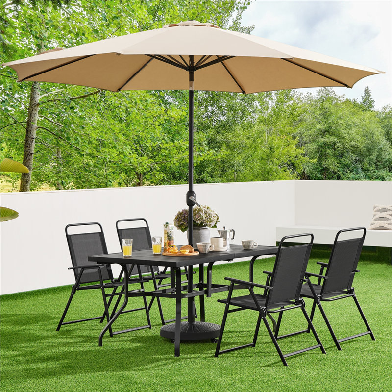 Foldable Outdoor Patio Dining Armchair, Black, 4