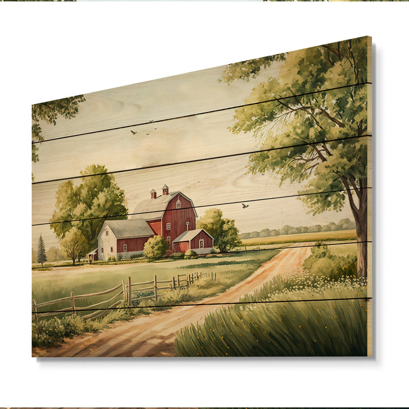 Belle grange de Montpelier au printemps VII - impression sur bois sans cadre, H 24 po x l 32 po x P 1 po