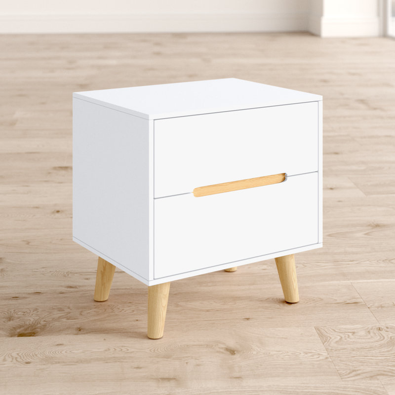 Heriberto 45cm W Manufactured Wood Bedside Table, White