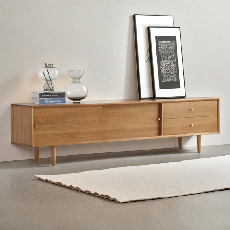 Meuble télé avec portes coulissantes Red Oak, H 15,75 po x L 82,67 po x l 15,75 po