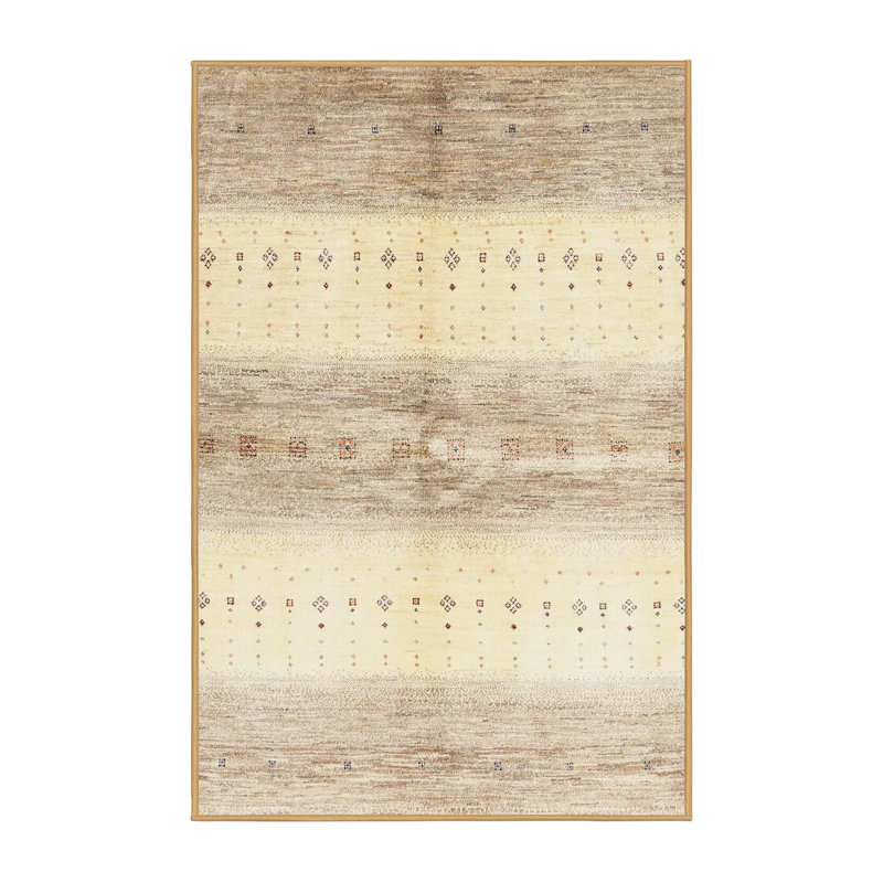 Tapis contemporain gris / jaune, Rectangle 8 pi x 12 pi