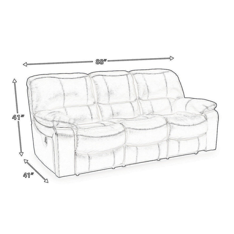 Leesa Power Recliner Sofa, Soft Ocean Blue Leather, USB Port, 88 Inch