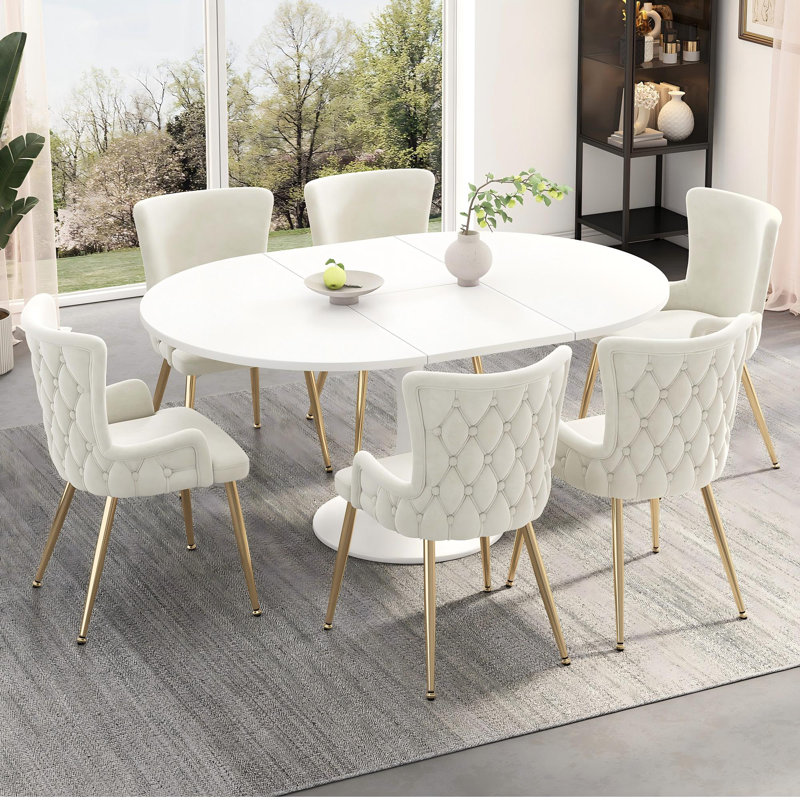 Velvet Upholstered Metal Armchair, Gold, Beige, 6