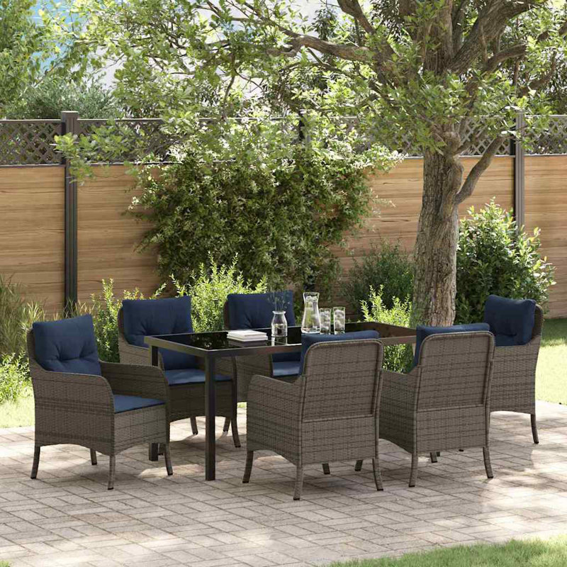 6 - Person Patio Dining Set with Rectangular Table, 73cm H x 160cm W x 80cm D
