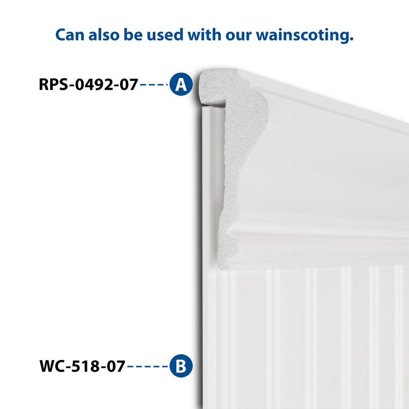 White Unfinished Polystyrene Wall Panel Moulding, 8-Pack