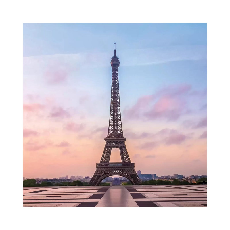 Paris Eiffel Tower Sunrise 1 Piece Wrapped Canvas Wall Art, 45.72 cm H x 45.72 cm W x 3.175 cm D