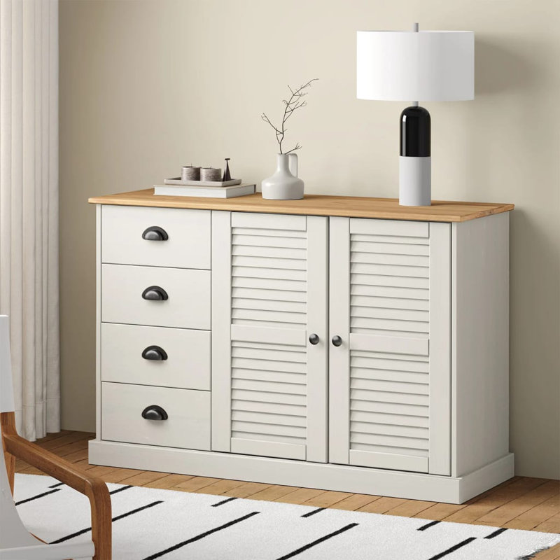 Peoa 113cm Solid Wood Sideboard, White