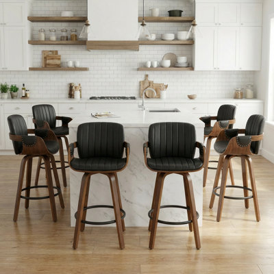 Tabouret de comptoir pivotant avec structure en bois Youngstown