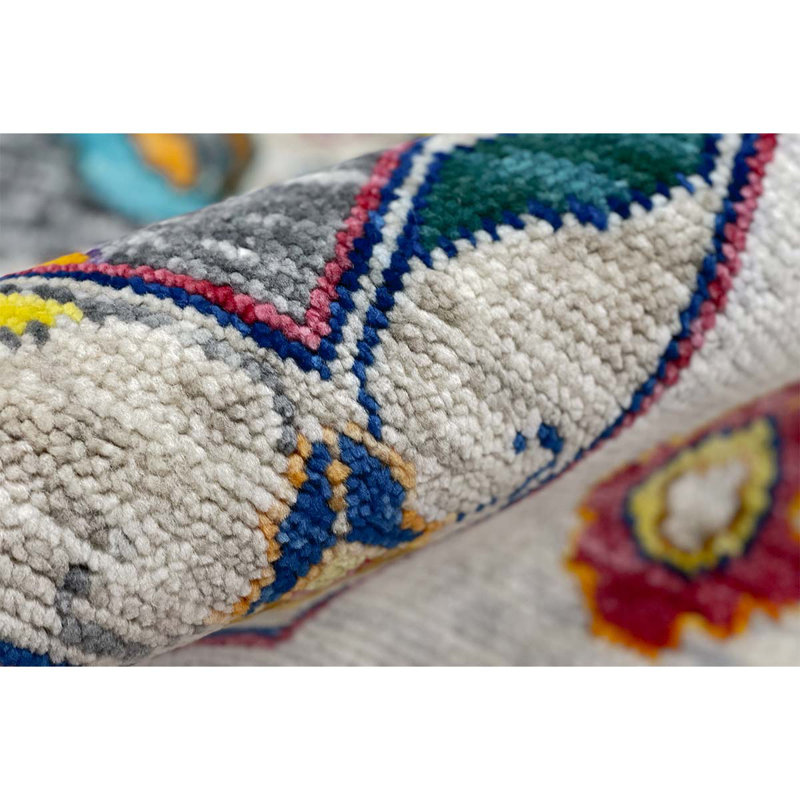 Handmade Cotton and Wool Abstract Area Rug, Rectangle 9' x 12'