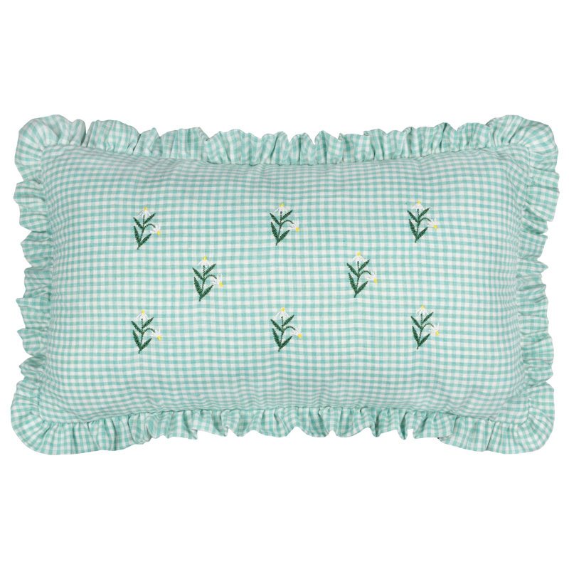 Les Petite Fleurs Floral Green Rectangular Cushion, Feather