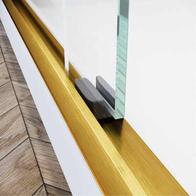 56 - 60 In. W X 72 H Sliding Shower Door, Adjustable Semi-, Clear Tempered Glass, 304 Stainless Steel Brushed Gold Handles Thick