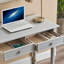 Bureau d'écriture rectangulaire en bois massif gris avec tiroirs-503303970-503303971