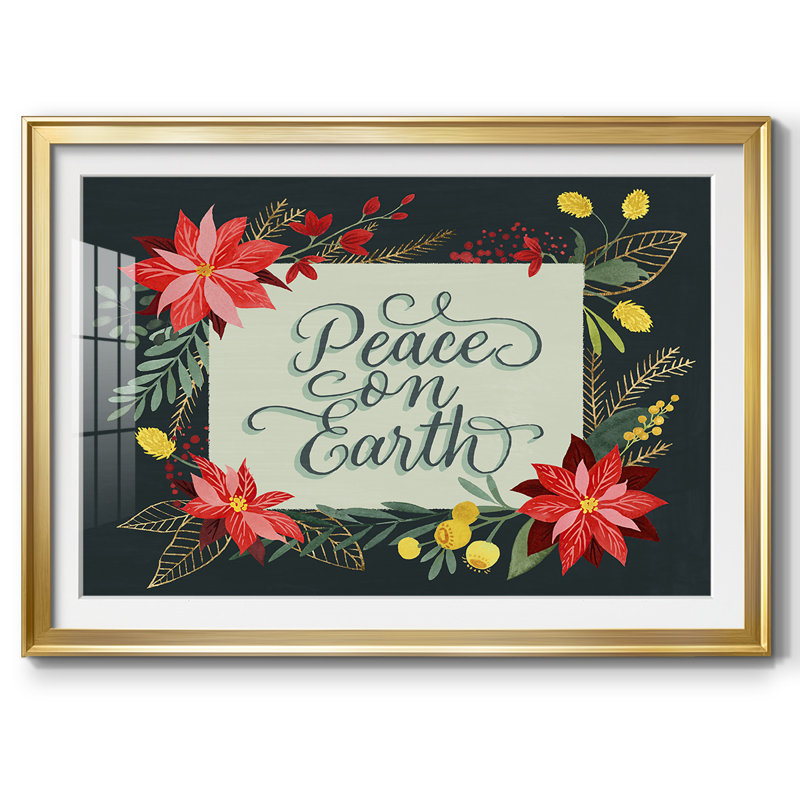 «Bright Christmas Night II», art textuel encadré sur papier, Or, H 27 po x l 39 po x P 1,5 po