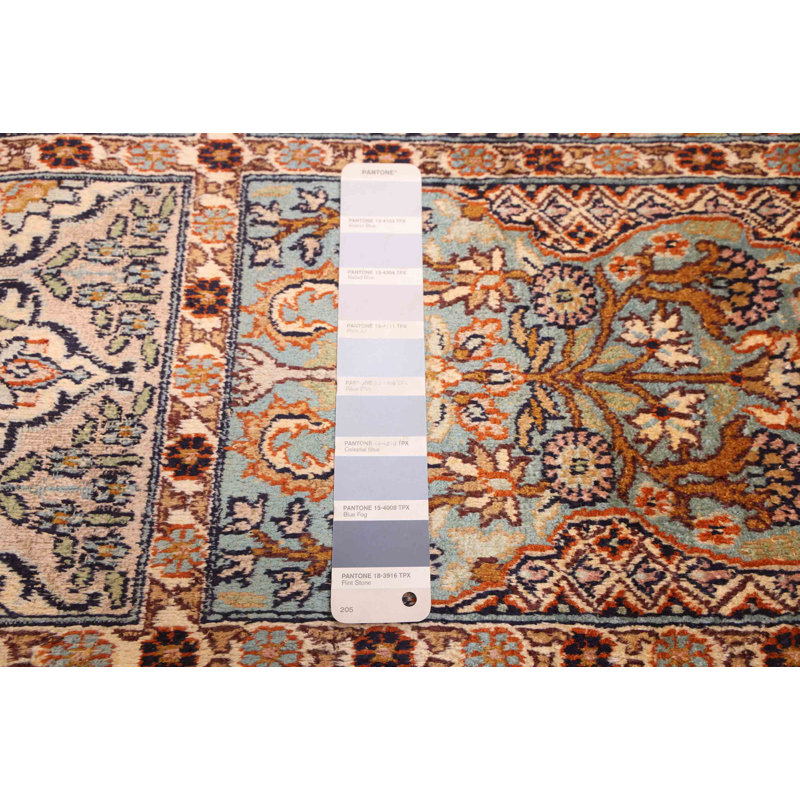 Tapis crème, bleu clair Kashmir 8 pi 8 po x 11 pi 11 po