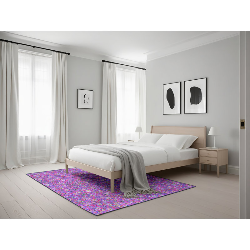 Tapis mauve/rose à tisser électrique, Rectangle 5 pi x 7 pi