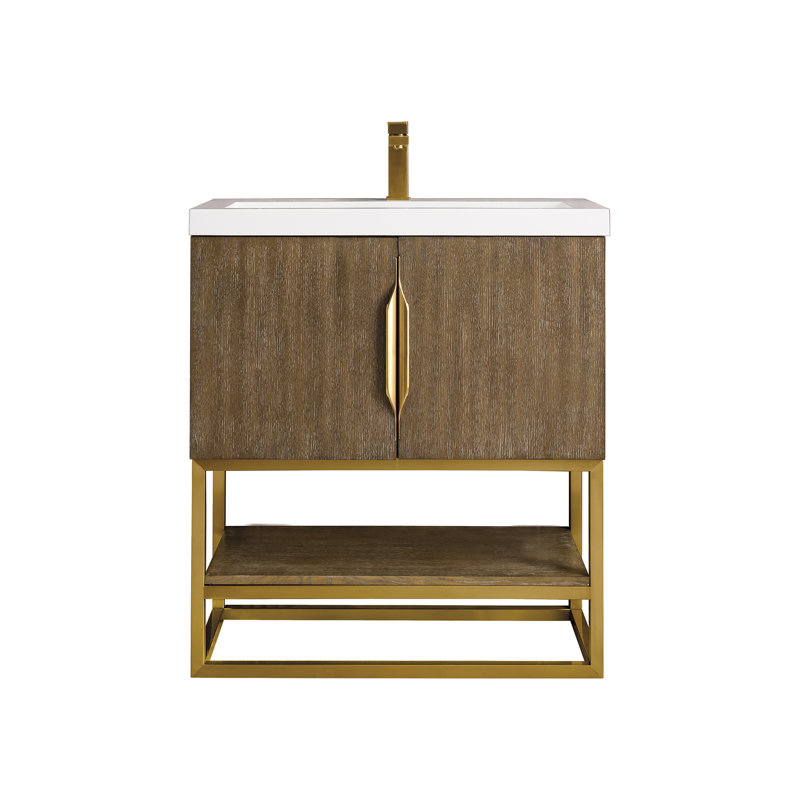 Columbia 31.5'' W Single Vanity, Latte Oak, Radiant Gold