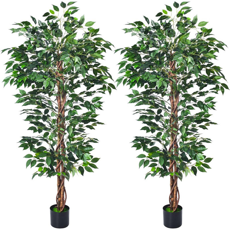 Ficus artificiel en soie artificielle, H 43 po x l 9 po x P 9 po