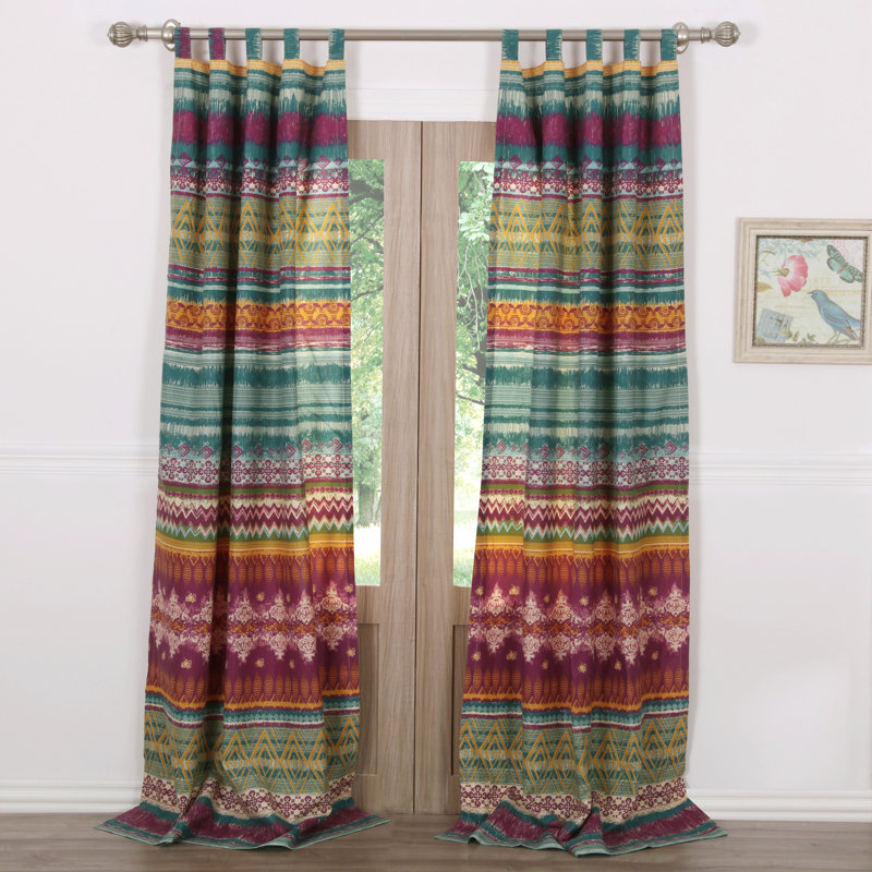Southwest Tribal Multicolor Polyester Light-Filtering Tab Top Window Panels