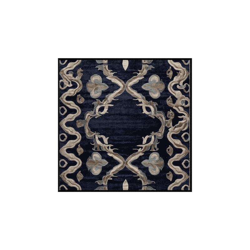 Machine Washable Gray Area Rug, Square 8'
