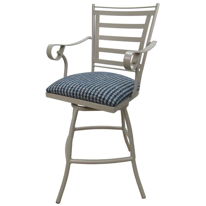 Tabouret de bar avec coussin, Bleu, 35"