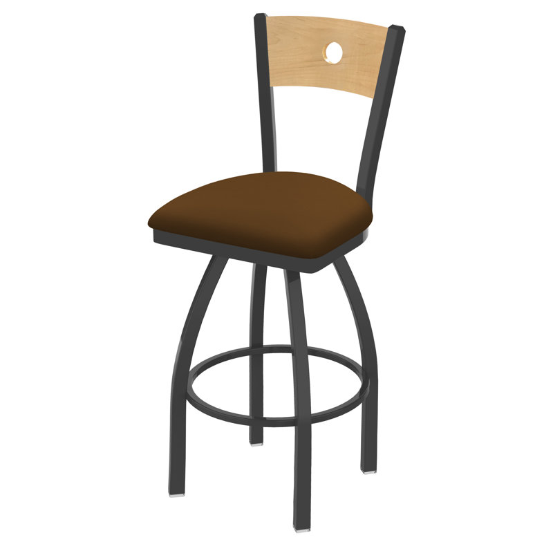 830 Voltaire Swivel Bar & Counter Stool, Natural Maple, Canter Thatch Vinyl / Pewter Frame, Bar Stool (30" Seat Height)