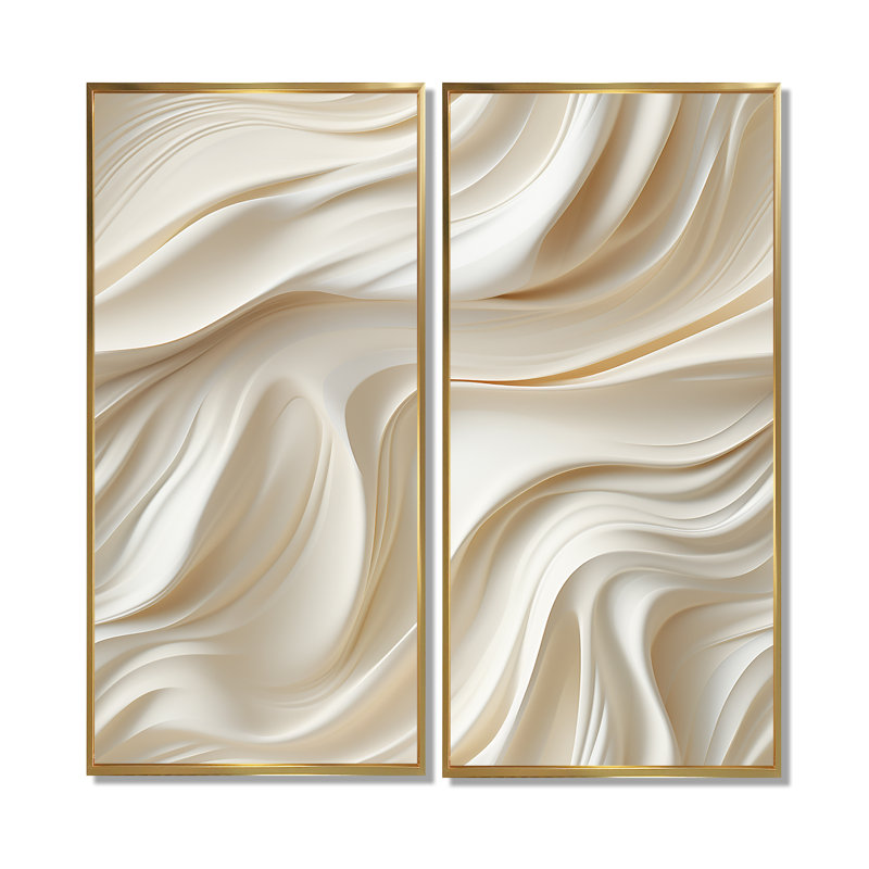 Sculptural Elegance - Art mural abstrait grand, 32" H x 32" W, Framed Print without Mat, Gold