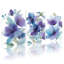 Aquarelle, fleurs bleues mauves, toile tendue, ensemble de 3 décorations murales pour salon-1561118976