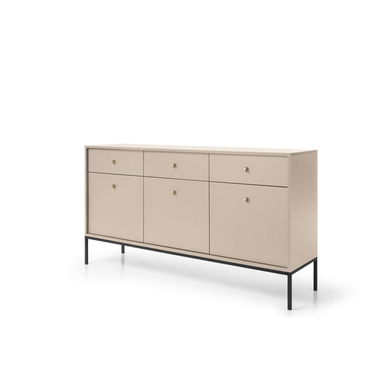 Carmesha 154cm W 3 - Drawer Chest of Drawers, Beige