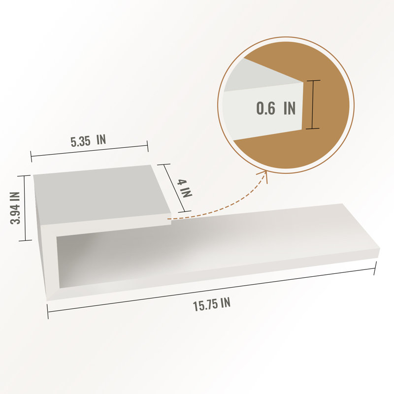 Leina Manufactured Wood L-Shaped Floating Shelves, White