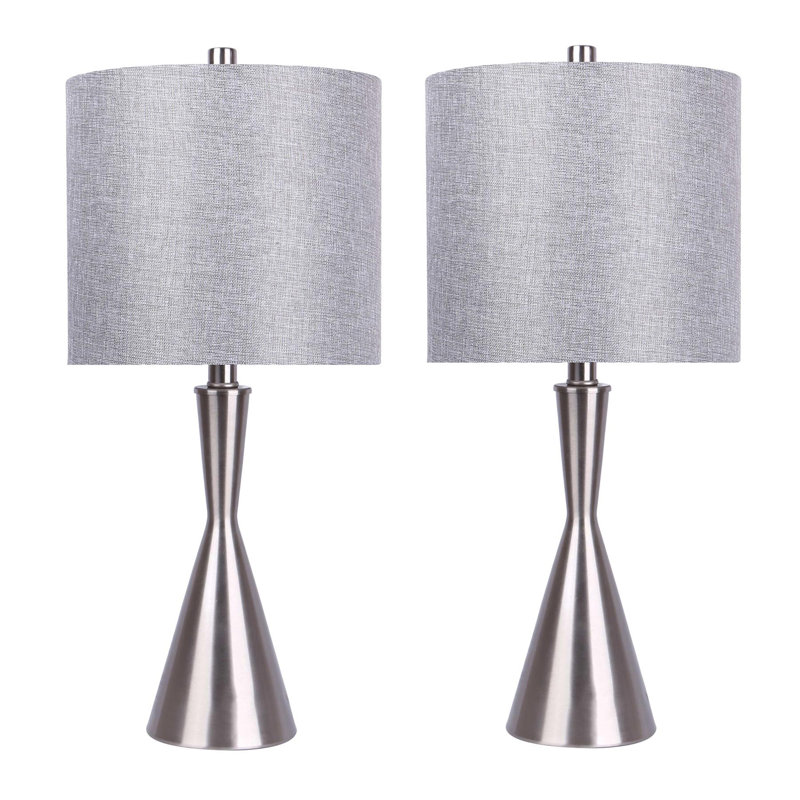 Ogilvie Metal Table Lamp, Brushed Nickel, Textured Gray