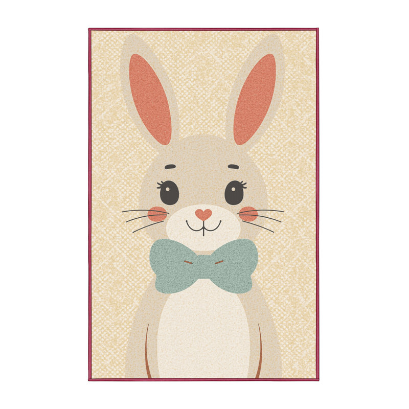 Soft Plush Feuerstein Easter Modern & Contemporary Abstract Area Rug in Beige – Rose Binding, 8x12