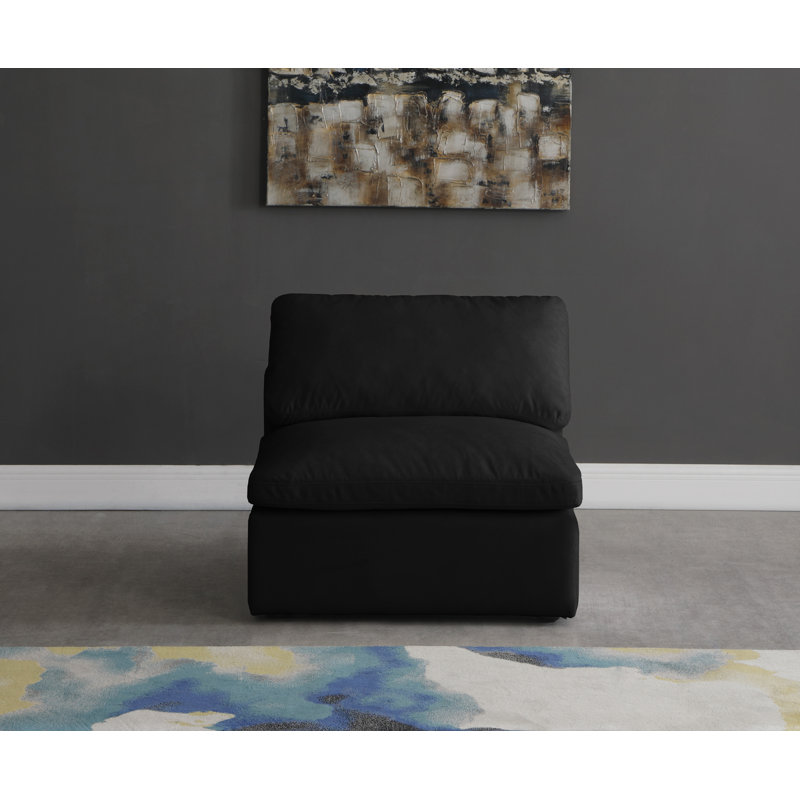 Canapé modulaire en velours 35 po Atixhe, Velours noir